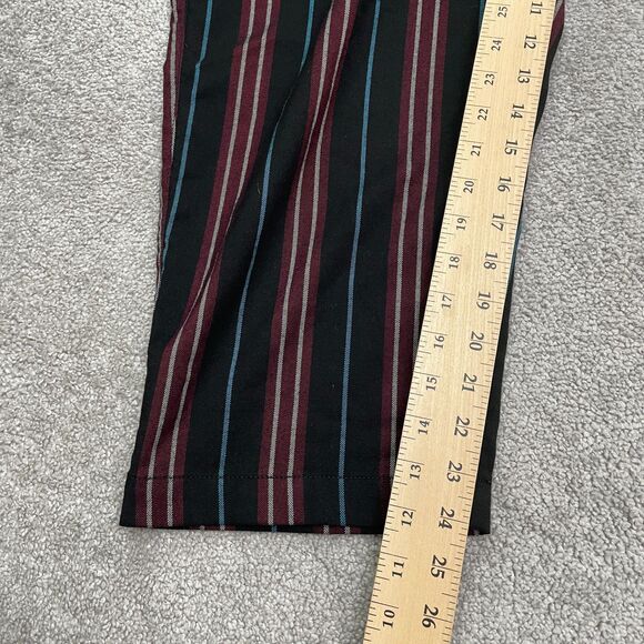 Urban Outfitters Cropped Pants Mens 34 Maroon Black Striped Straight Drawstring - Picture 13 of 15